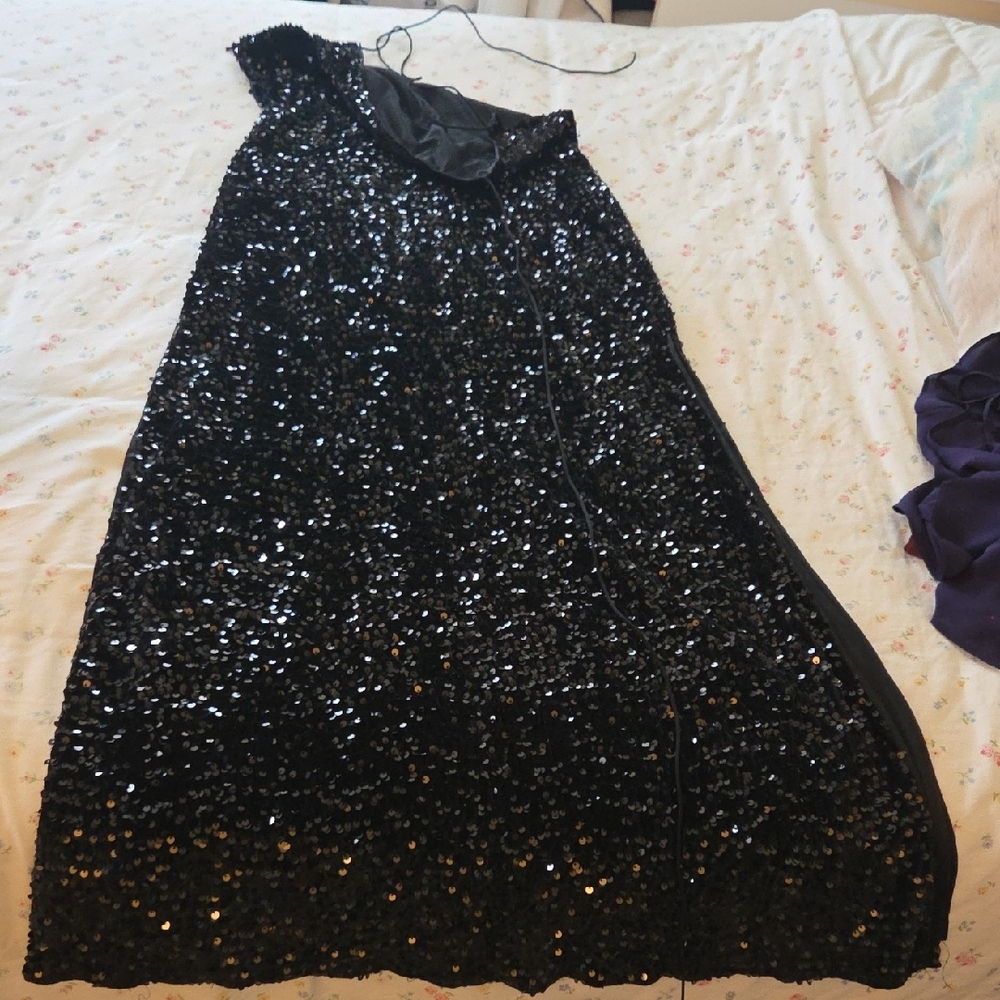 Black Sequin Evening Gown